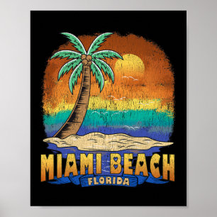 Poster Miami Beach Floride Vintage Souvenir dénudé