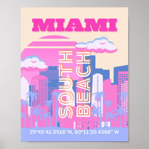 Poster Miami Beach, Miami Travel Art, Preppy