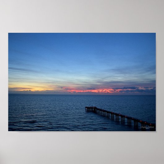 Poster Miami Beach Ocean Sunrise Blue Ocean Paysage (Devant)