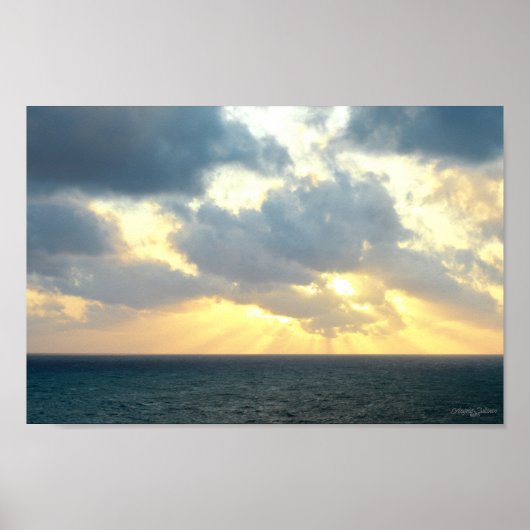 Poster Miami Beach Yellow Sunrise Blue Ocean Paysage (Devant)
