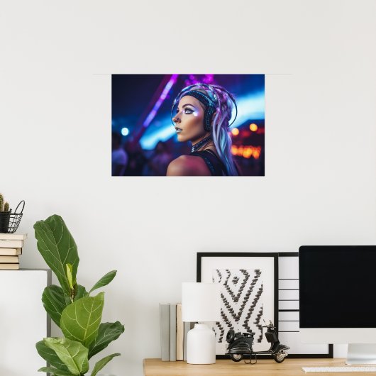 Poster Miami EDM fille rave (Bureau à domicile)