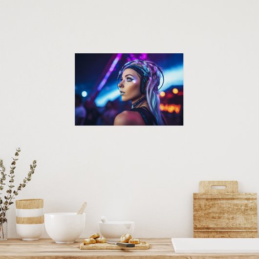 Poster Miami EDM fille rave (Cuisine)