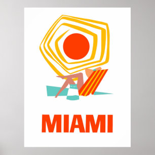 Poster Miami, femme bronzant sous le soleil