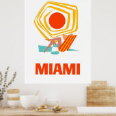 Poster Miami, femme bronzante sous le soleil (Cuisine)