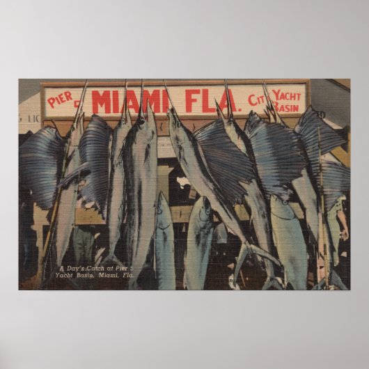 Poster Miami, FL - Vue sur Pier 5 City Yacht Club avec/ (Devant)