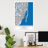 Poster Miami Florida FL États-Unis USA Travel City Map (Bureau à domicile)