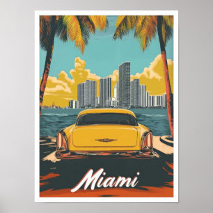 Poster Miami Florida USA Art Vintage voyage Illustration