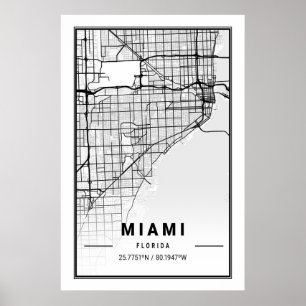 Poster Miami Florida USA Cities Travel City Map Modern Si