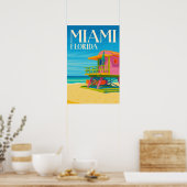 Poster Miami Floride Plage Colorée Voyage (Cuisine)