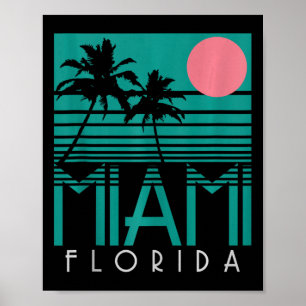 Poster Miami Floride Vintage Retro Palm Trees Beach Summe
