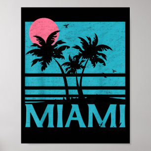 Poster Miami Floride Vintage Rétro Palmiers Drôle de Plag