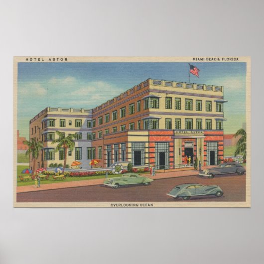 Poster Miami, Floride - Vue extérieure de l'hôtel Astor (Devant)