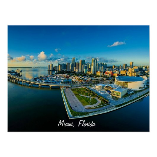 Poster Miami, Floride, vue panoramique, (Devant)
