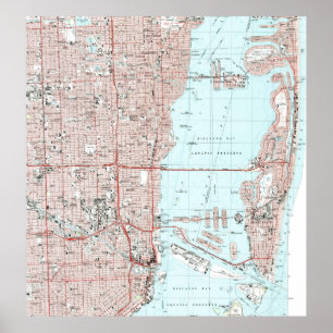 Poster Miami la Floride Map (1988)