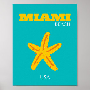 Poster Miami, Miami Beach, Preppy Room, Art du voyage, Ré
