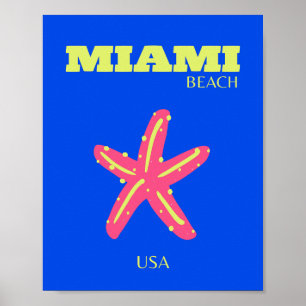 Poster Miami, Miami Beach, Preppy Room, Bleu