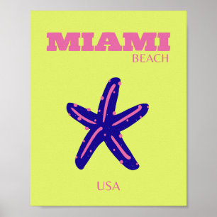 Poster Miami, Miami Beach, Travel Art, Preppy