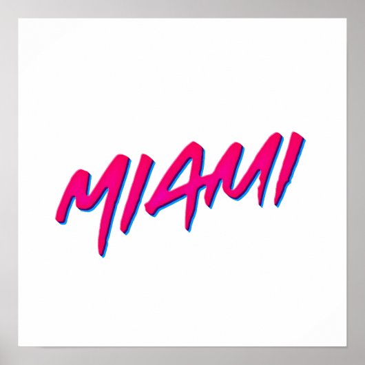 Poster Miami Neon Couleurs Nouveau Style Rétro Minimalism (Devant)