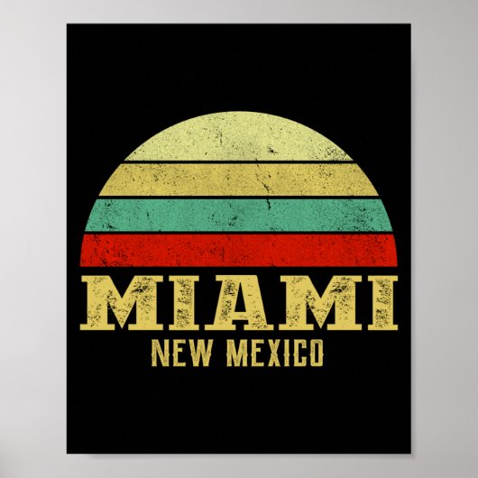Poster Miami New Mexico Vintage Retro Sunset  (Devant)