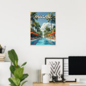 Poster Miami Pool Vintage (Bureau à domicile)