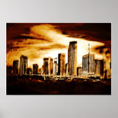 Poster Miami Skyline Charbon (Devant)