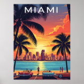 Poster Miami Skyline Sunset (Devant)