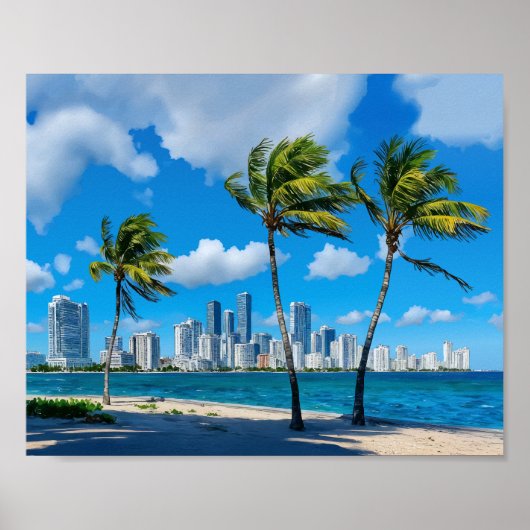Poster Miami South Beach Floride Aquarelle (Devant)
