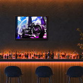 Poster Miami Vice Synthwave Motorcycle Neon Rainbow Art
