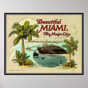 Poster Miami vintage, la Floride, Etats-Unis -