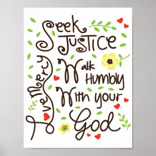 Poster Micah 6 promenade de pitié d'amour de justice de 8