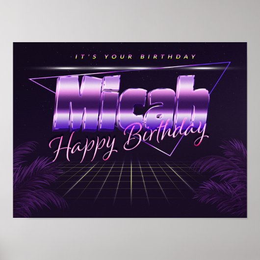 Poster Micah Nom Prénom de l'anniversaire de l'affiche (Devant)