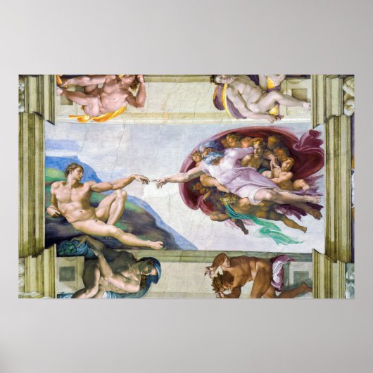 Poster Michel-Ange - Création d'Adam, chapelle Sixtine (Devant)