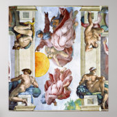 Poster Michelangelo - La création de la lune de soleil et (Devant)