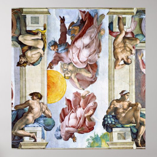 Poster Michelangelo - La création de la lune de soleil et (Devant)