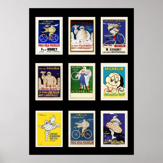 Poster Michelin Bibendum Vintage, Cartes postales (Devant)