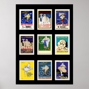 Poster Michelin Bibendum Vintage, Postcards Vers 2