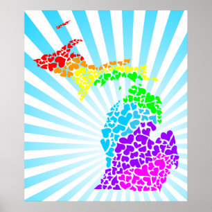 Poster michigan a éclaté le coeur arc-en-ciel