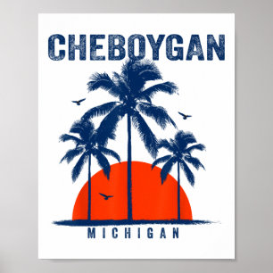 Poster Michigan Cheboygan Océan Surf Surfboard
