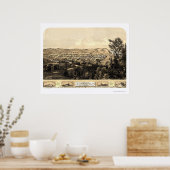 Poster Michigan City, IN Panoramic Map - 1869a (Cuisine)