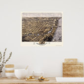 Poster Michigan City, IN Panoramic Map - 1869b (Cuisine)
