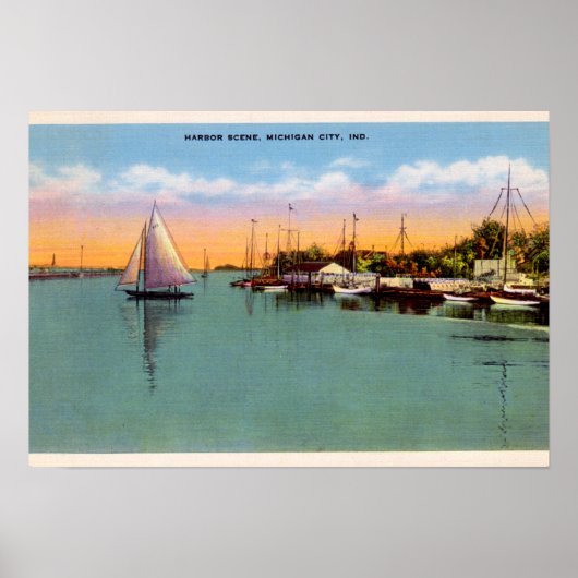 Poster Michigan City Indiana Harbour Scene (Devant)