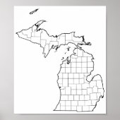 Poster Michigan Counties Blank Plan (Devant)