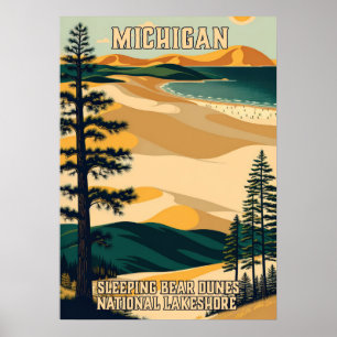 Poster Michigan Dunes d'ours couchage National Lakeshore 