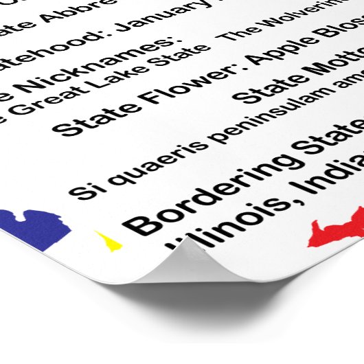 Poster Michigan Educational Fact États-Unis (Coin)