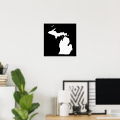 Poster Michigan en blanc et noir (Bureau à domicile)
