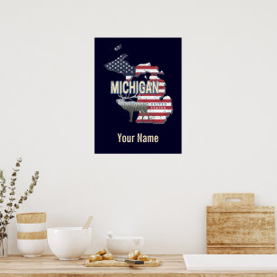 Poster Michigan États-Unis Retro State Map Vintage États-