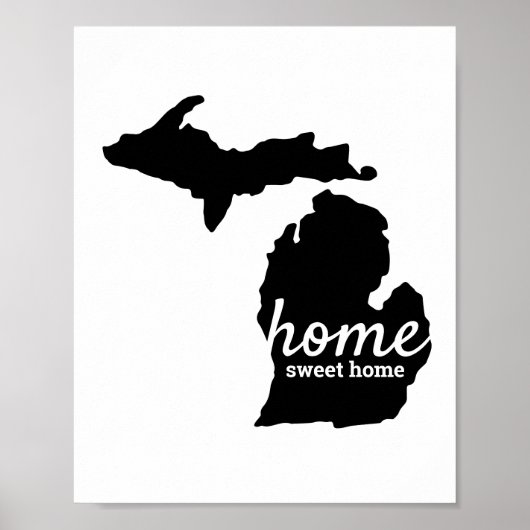 Poster Michigan Home Sweet Home Black Silhouette (Devant)