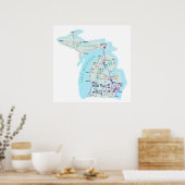 Poster Michigan Interstate Map (Cuisine)