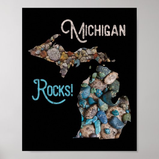 Poster Michigan Rocks Petoskey Stone Hunting Tee Great La (Devant)