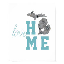 Michigan Silhouette State Love Home Typographie